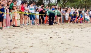Viven familias la primera liberación pública de tortuga lora en La Pesca
